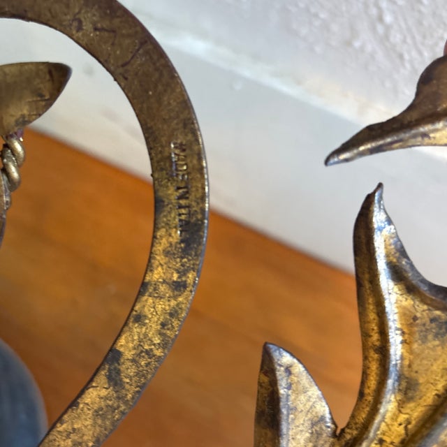 Metal Vintage Italian Gilt Iron Wall Sconce Candelabra Hollywood Regency For Sale - Image 7 of 7