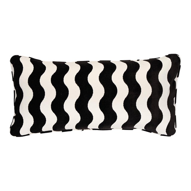 Schumacher x Miles Redd The Wave Pillow 24" x 12" in Black For Sale