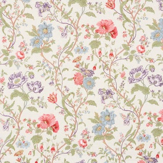 Schumacher Giselle Floral Fabric In Ivory For Sale