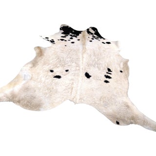 Classic Black & White Cowhide Rug - 6'3" X 7' For Sale