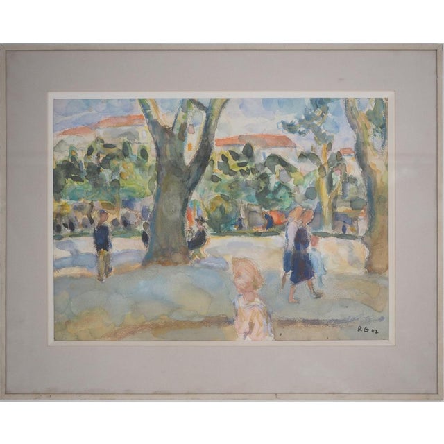 Kurt GROEGER (also known as Kurt Gorger, 1905-1952) Marseille: Afternoon at the park, 1942 Original watercolor and gouache...