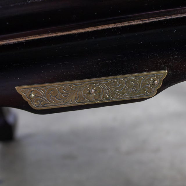 Mid-20th Century Double Ming Style Base Coffee Table Chow Legs Black Painted Style of Baker For Sale - Image 18 of 18