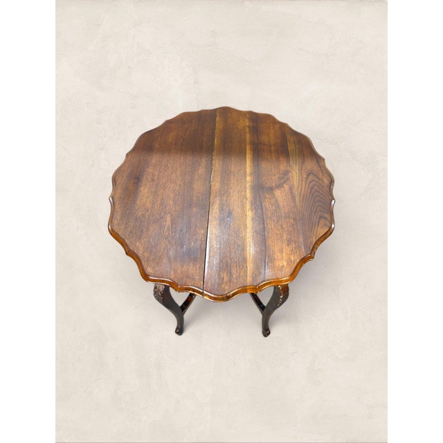 Wood Antique English Oak Pie Crust Occasional Table For Sale - Image 7 of 8