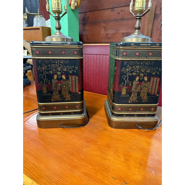 Tea Caddy Lamps a Pair Chinoisierie Vintage For Sale In San Francisco - Image 6 of 10