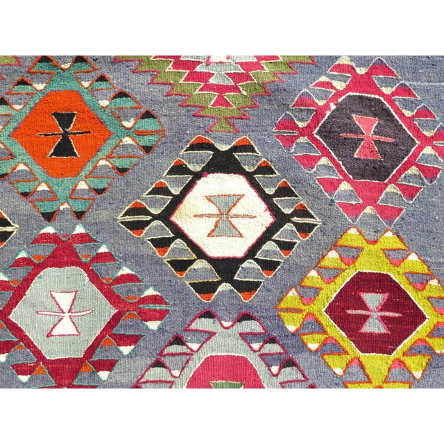 Slate Gray Vintage Turkish Handmade Aesthetic Area Boho Kilim Rugs For Sale - Image 8 of 11