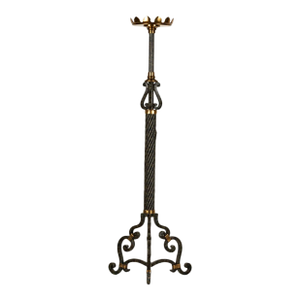 Maitland Smith Baroque Style Wrought Iron & Bronze Floor Pricket Candlestick