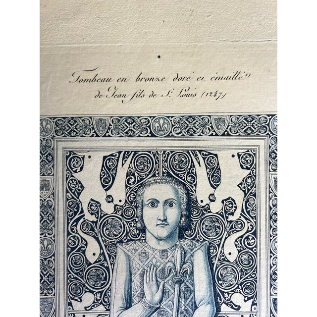 This is a beautiful etching reproduction by french artist Nicolas Xavier Willemin, depicting the tomb of John, son of St....