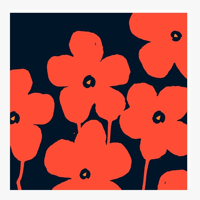 Not Yet Made - Made To Order Fabulous Flowers in Red Orange and Navy Fine Art Print 46" X 46" by Liz Roache For Sale - Image 5 of 7