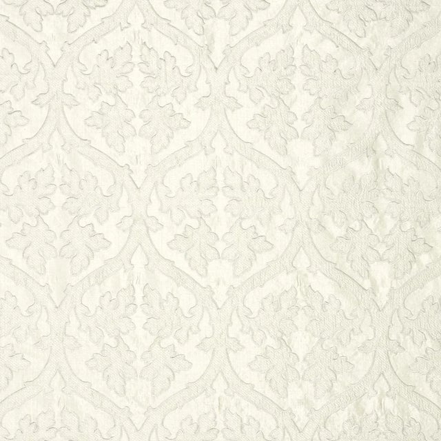 Sample - Schumacher Ravenna Embroidery Fabric in Silver For Sale