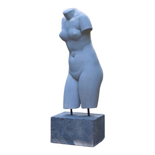 Classical Plaster Sculpture on Soapstone Stand For Sale