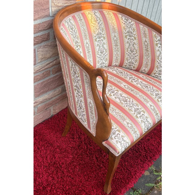 Charles X Style Wooden Armchair with Fabric Upholstery, 1960s For Sale - Image 4 of 8