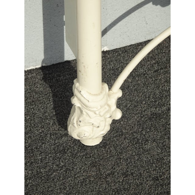 Vintage French Elliott's Designs White & Gold Iron Queen Headboard W Footboard For Sale - Image 10 of 17