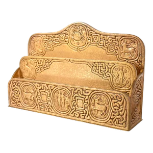 Tiffany Studios New York Zodiac Pattern Bronze Doré Letter Rack