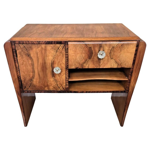 Italian Art Deco Walnut Waterfall Dry Bar, 1940s For Sale - Image 12 of 12