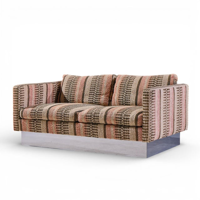 Mid-Century Modern Milo Baughman for Thayer Coggin Chrome Settee Loveseat Sofa For Sale - Image 3 of 10