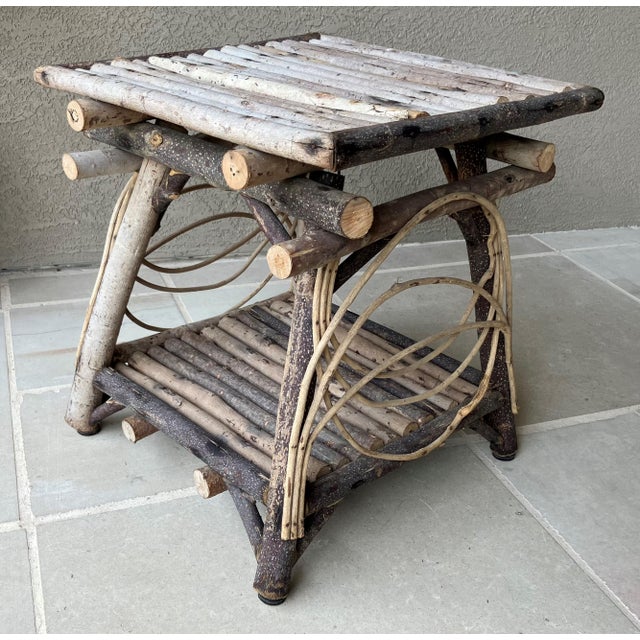 Mid 20th Century Mid 20th-Century Adirondack-Style Branch & Twig Side Table For Sale - Image 5 of 15