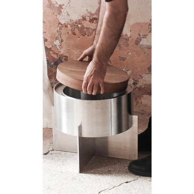 Brown Soft Futurism Lunar Side Table in Aluminum and Walnut by Filippo Andrighetto For Sale - Image 8 of 15