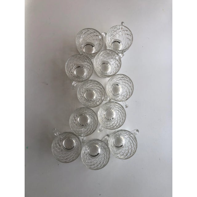 Vintage Clear Pressed Glass Punch Cups S/11 For Sale - Image 4 of 7
