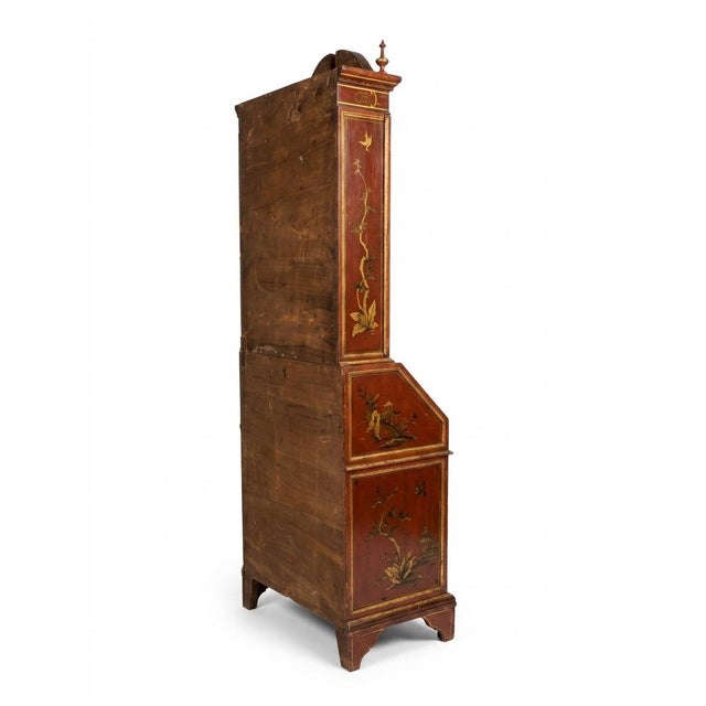 Chinoiserie 18th-Century Venetian Style Red & Gold Chinoiserie Bureau Cabinet For Sale - Image 3 of 12