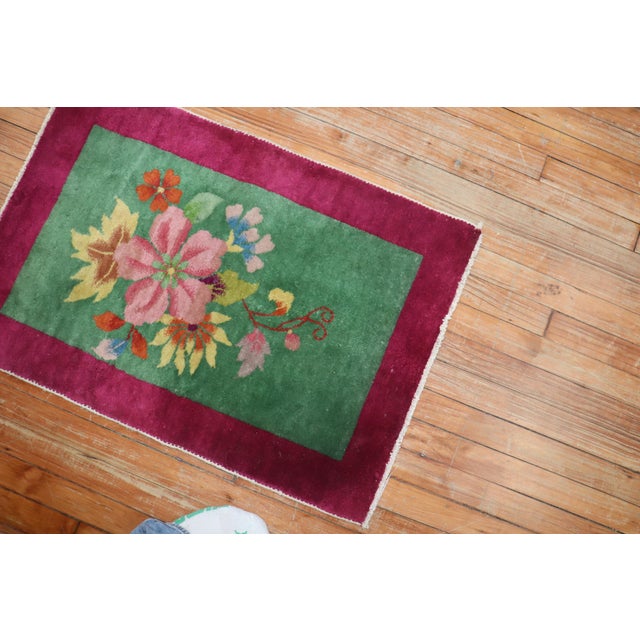 Early 21st Century Zabihi Collection Art Deco Large Flower Mat Size Rug - 2' x 2'10" For Sale - Image 5 of 5