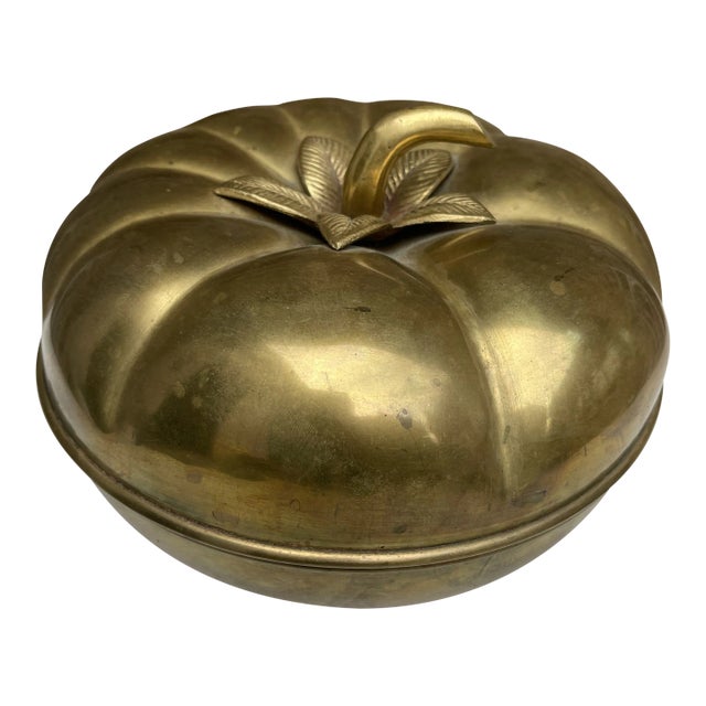 Italian Vintage Brass Tomato Bowl and Lid - Mid Century For Sale