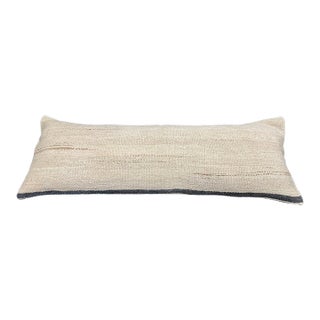Turkish Hemp Pillow Cushion Natural Beige Black Cushion Cover 14"x40" For Sale