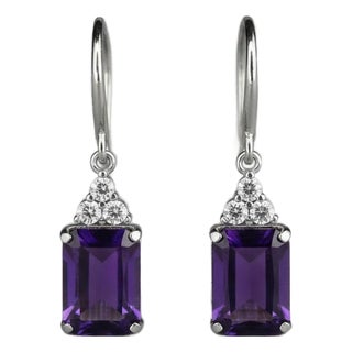 Minimalistic Amethyst Earrings, Silver, Gold, Pair For Sale