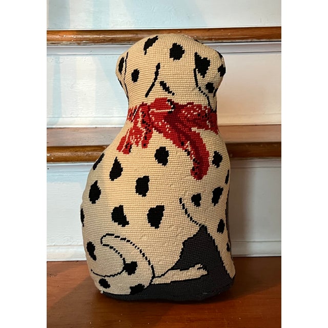 Vintage Wool Dalmatian Needlework Needlepoint Dog Pillow or Doorstop For Sale - Image 9 of 16