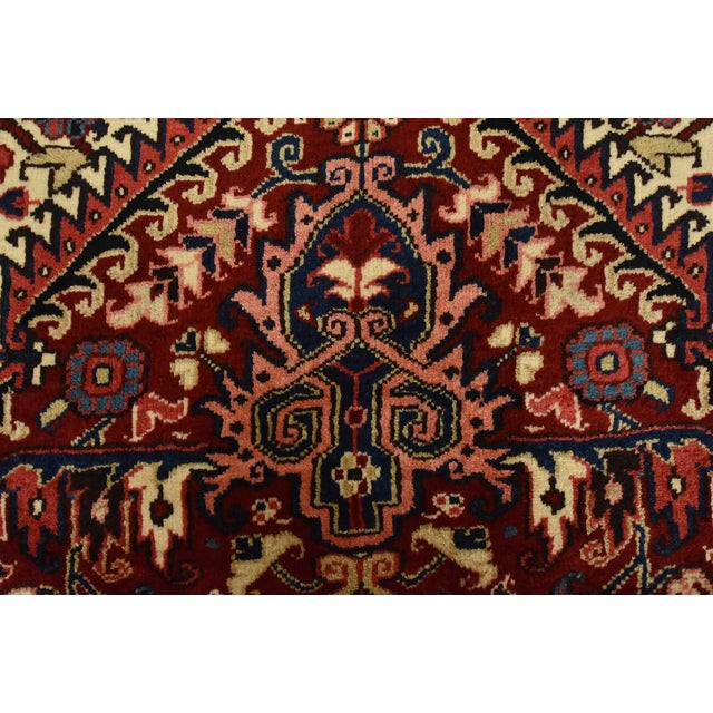 Heriz Rug 8' X 11'1'' Red Wool Vintage Traditional Hand-Knotted Oriental Carpet For Sale - Image 9 of 15