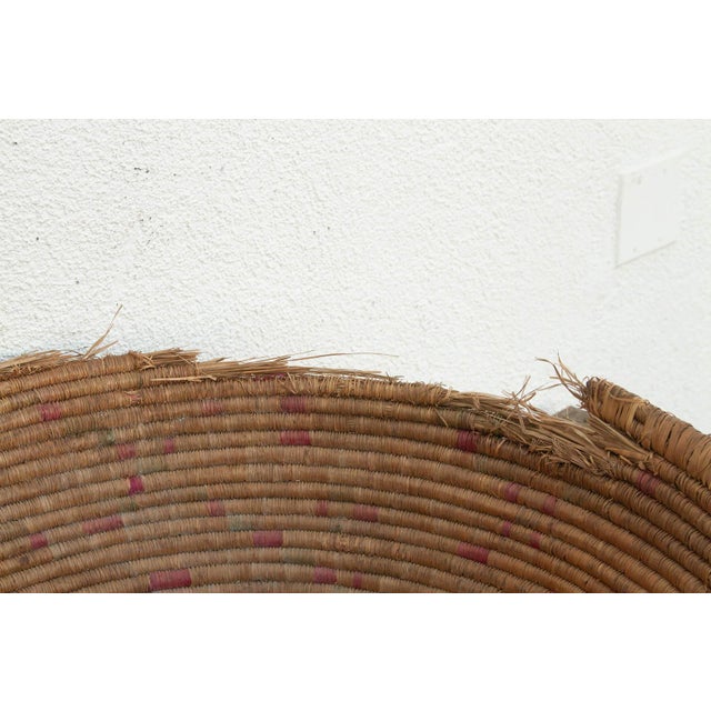 Impressive 31" Dm Crimson Motif Antique Basket For Sale - Image 4 of 8