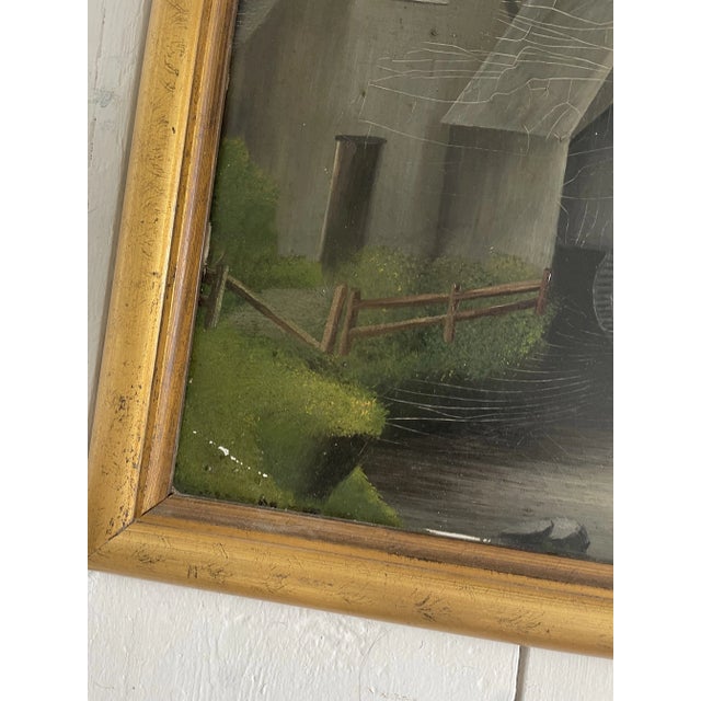 American 19 Century Landscape Oil Painting on Panel Gold Frame For Sale - Image 3 of 5