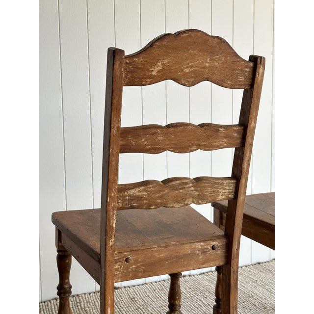 Antique Ladderback Scalloped Accent Dining Chairs, Pair For Sale - Image 14 of 14