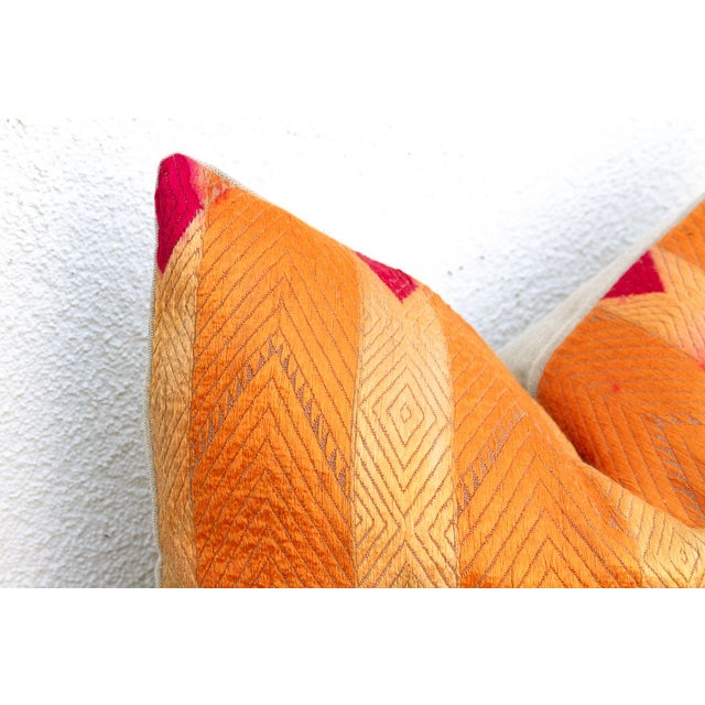 This 16x24 inch lumbar pillow is a profound example of Museum-Grade Phulkari, repurposed from a rare 19th-century Heirloom...