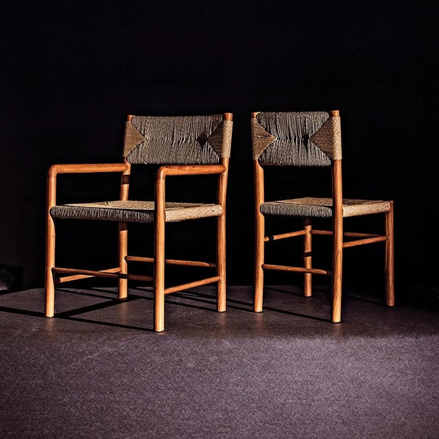 NOIR Franco Side Chair, Teak with Synthetic Woven For Sale In Los Angeles - Image 6 of 6