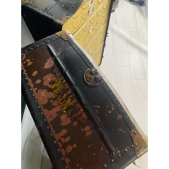 Burnt Umber Antique Travel Trunk Wardrobe Circa 1900s For Sale - Image 8 of 13