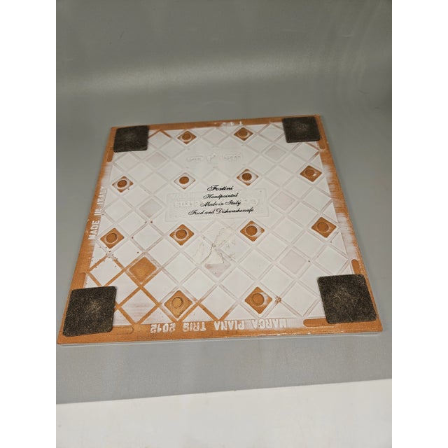 Vtg Fortini Italian Hand Painted Rooster Decorative Ceramic Painting/Trivet, Italy For Sale - Image 4 of 5