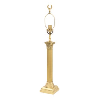 Neoclassical Style Gilt Corinthian Column Lamp For Sale