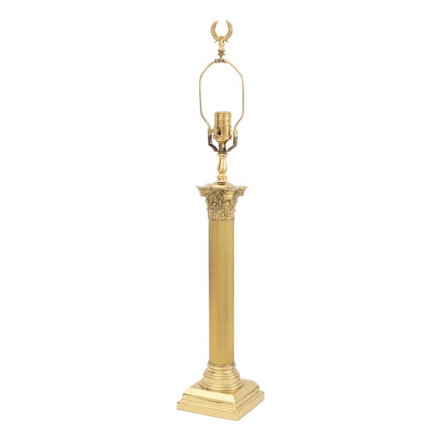 Neoclassical Style Gilt Corinthian Column Lamp For Sale