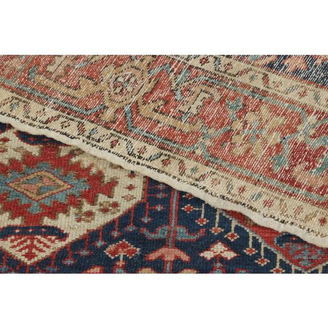 Textile Antique Persian Heriz Karaja Rug, Triple Medallion in Red and Navy - Rug & Kilim For Sale - Image 7 of 7