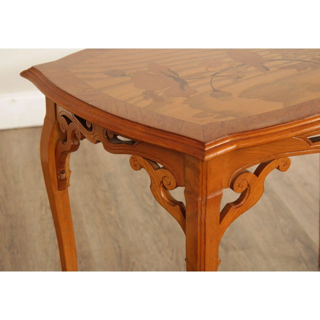 Antique French Art Nouveau Marquetry Inlaid Table For Sale In Philadelphia - Image 6 of 13