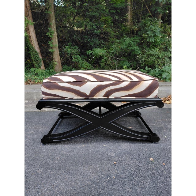 2000 - 2009 Pair of Vintage X-Base Benches in Ralph Lauren Zebra Fabric For Sale - Image 5 of 9