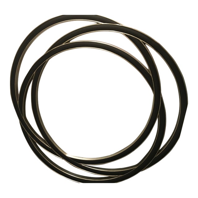 Classic Black/Gold Leaf Openwork Framed 48” Round Wall Mirror For Sale