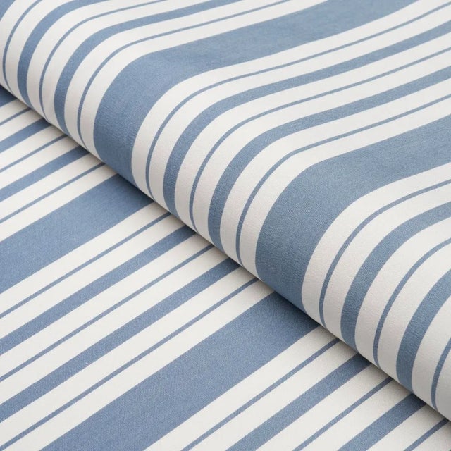 Schumacher SAMPLE - Schumacher X Mark D. Sikes Markie Stripe Fabric In Cobalt For Sale - Image 4 of 5