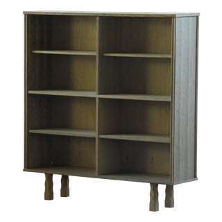 Vintage Danish Oak Bookcase with Sculptural Legs, 1960s For Sale