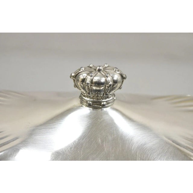 Silver Mid 20th Century Vintage Coronet Silver Victorian Silver Plated Covered Butter Dish Crown Handle For Sale - Image 8 of 11