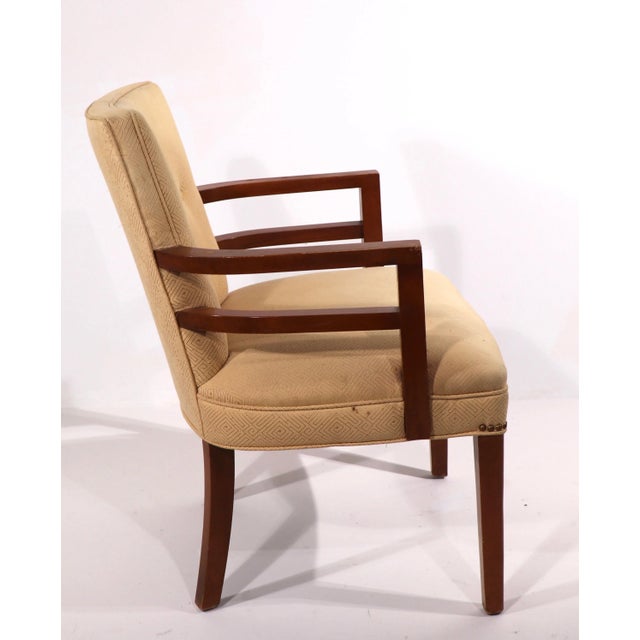 Cream Machine Age Art Deco Arm Chair in the Style of Gilbert Rohde For Sale - Image 8 of 9