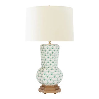 Matthew Izzo Home - Hand-Painted Catalina Table Lamp in Green Scale Pattern For Sale