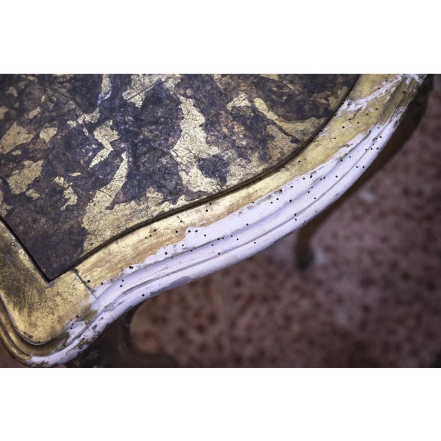 Golden Table with Faux Marble Shelf For Sale - Image 4 of 9