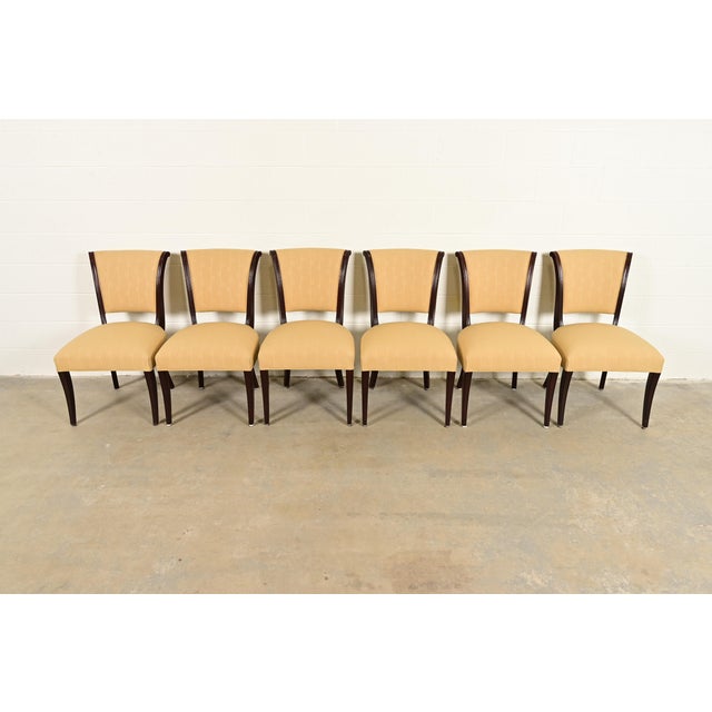 Art Deco Barbara Barry for Baker Furniture Modern Regency Mahogany Dining Chairs, Set of Six For Sale - Image 3 of 13