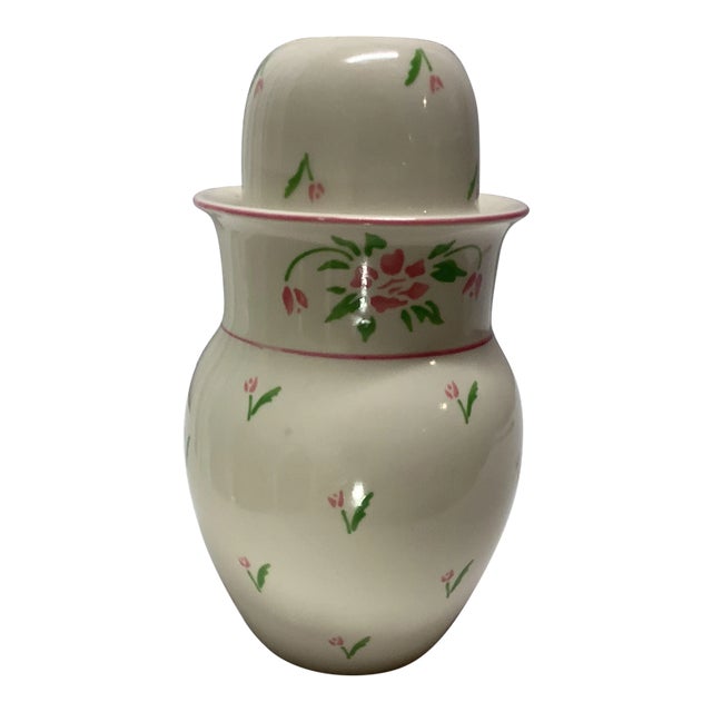 1980s Bedside Carafe and Cup Set With Pink Flowers - 2 Pieces For Sale